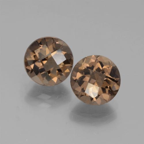 Pedras preciosas de quartzo fumê marrom natural de 3,79 ct, corte redondo, VS