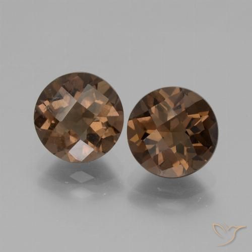 Pedras preciosas de quartzo fumê marrom natural de 3,66 ct, corte redondo, VS