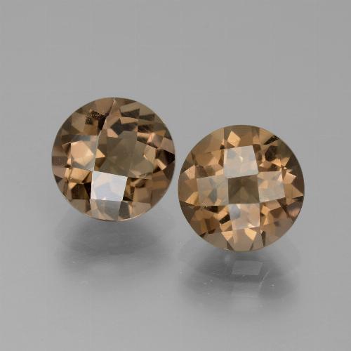 Pedras preciosas de quartzo fumê marrom natural de 3,67 ct, corte redondo, VS