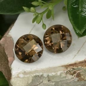 Pedras preciosas de Quartzo Fumê Castanho médio-escuro natural de 3.67 ct, Redondo, VS