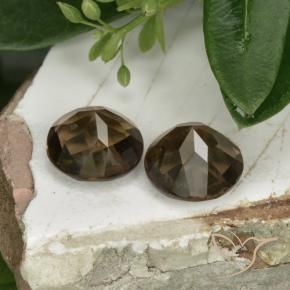 Pedras preciosas de Quartzo Fumê Castanho médio-escuro natural de 3.67 ct, Redondo, VS