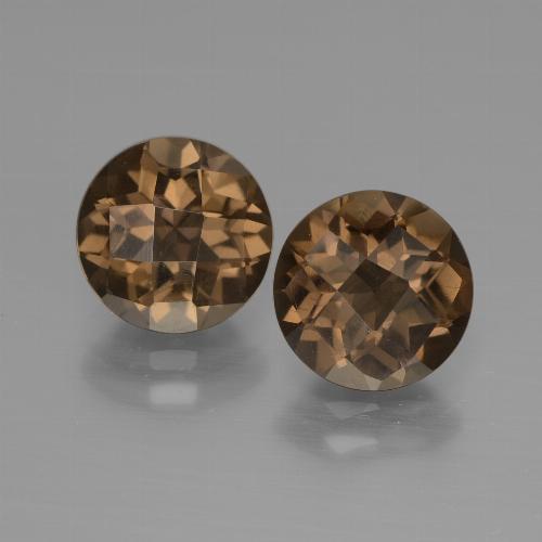 Pedras preciosas de quartzo fumê marrom natural de 3,54 ct, corte redondo, VS