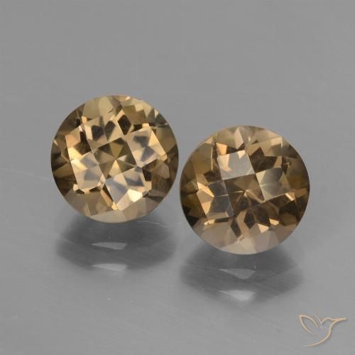 Pedras preciosas de quartzo fumê marrom natural de 3,58 ct, corte redondo, VS