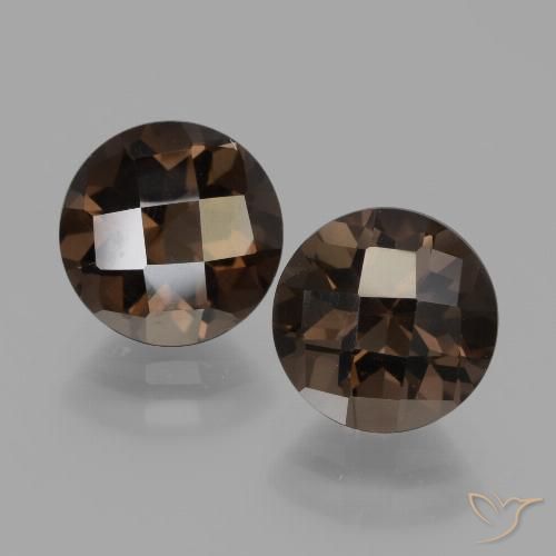 3.91ctw Natural Marrom escuro Quartzo Fumê, Redondo, VVS-VS