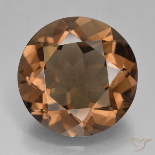 Quartzo fumê marrom natural 12,09ct, corte redondo, VVS-VS