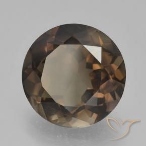 Quartzo Fumê Marrom escuro Natural 5.09ct, Redondo, VVS-VS