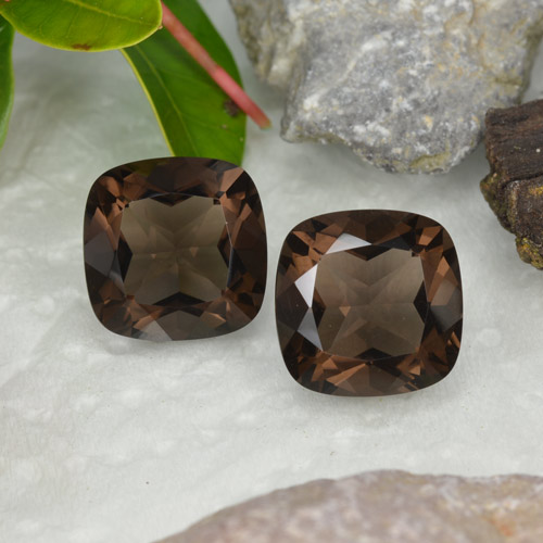Pedras preciosas de quartzo fumê marrom natural de 13,21 ct, almofada cortada, VVS-VS