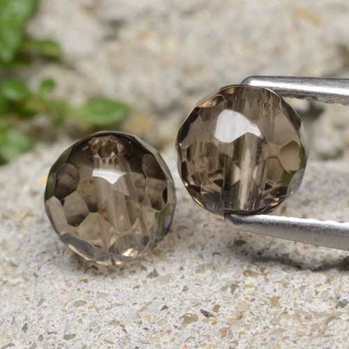 Pedras preciosas de quartzo fumê marrom natural de 2,94 ct, esfera / bola, transparente