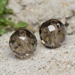 Pedras preciosas de quartzo fumê marrom natural de 2,94 ct, esfera / bola, transparente
