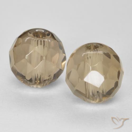 Pedras preciosas de quartzo fumê marrom natural de 2,95 ct, esfera / bola, transparente