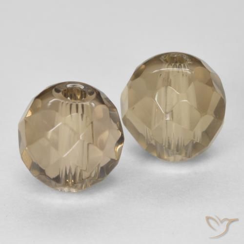 Pedras preciosas de quartzo fumê marrom natural de 2,95 ct, esfera / bola, transparente