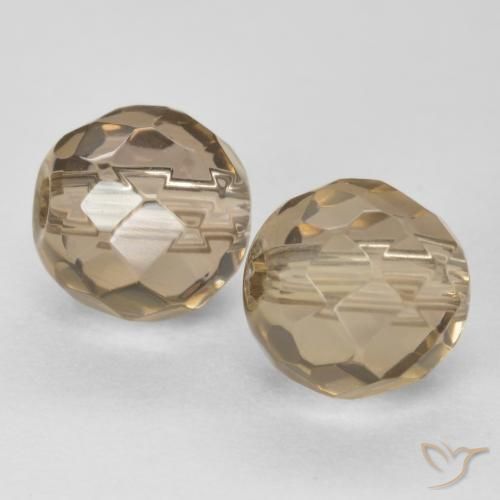 Pedras preciosas de quartzo fumê marrom natural de 2,95 ct, esfera / bola, transparente