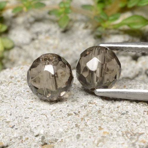 Pedras preciosas de quartzo fumê marrom natural de 2,90 ct, esfera / bola, transparente