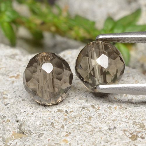 Pedras preciosas de quartzo fumê marrom natural de 2,80 ct, esfera / bola, transparente