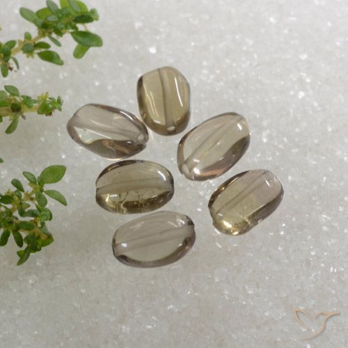 Pedras preciosas de quartzo fumê marrom natural de 6,14 ct, corte oval, transparente