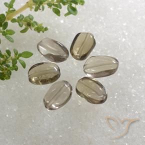 Pedras preciosas de quartzo fumê marrom natural de 6,14 ct, corte oval, transparente