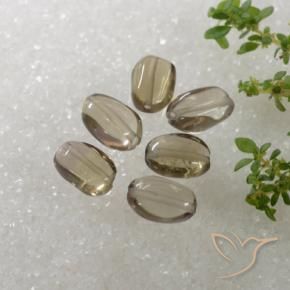 Pedras preciosas de quartzo fumê marrom natural de 6,14 ct, corte oval, transparente