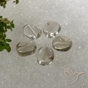Pedras preciosas de Quartzo Fumê Branco acastanhado natural de 5.89 ct, oval, Transparente