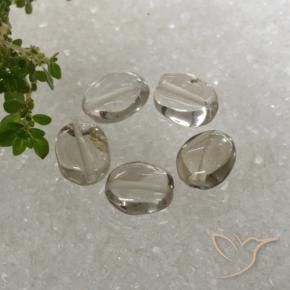 Pedras preciosas de Quartzo Fumê Branco acastanhado natural de 5.89 ct, oval, Transparente