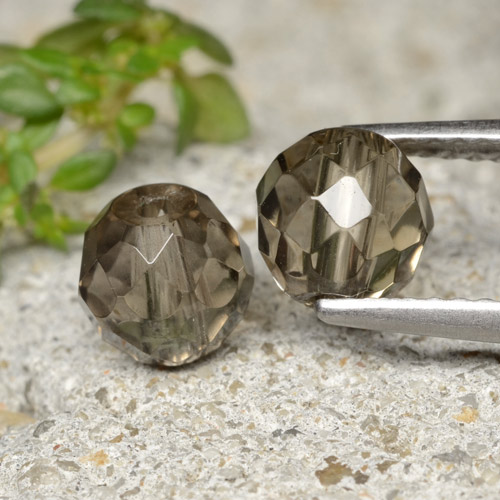 Pedras preciosas de quartzo fumê marrom natural de 2,79 ct, esfera / bola, transparente