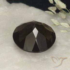 Quartzo Fumê Marrom Chocolate Profundo Natural 13.80ct, Redondo, VVS