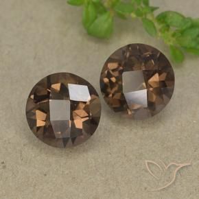 Pedras preciosas de Quartzo Fumê Hickory Brown natural de 3.27 ct, Redondo, VVS-VS