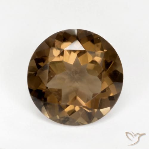 5.27ct Natural Marrom Quente Quartzo Fumê, Redondo, VVS-VS