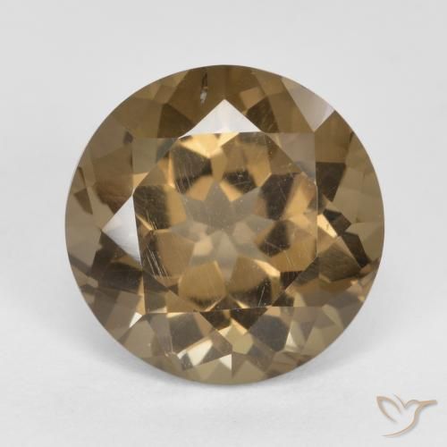 Quartzo fumê marrom natural 5,78ct, corte redondo, VVS