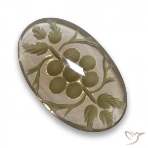 28.66ct Natural Branco acastanhado Quartzo Fumê, oval, Transparente