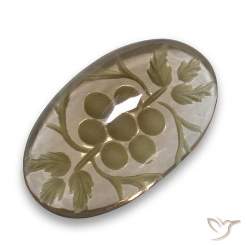 Quartzo Fumê Branco acastanhado Natural 28.66ct, oval, Transparente