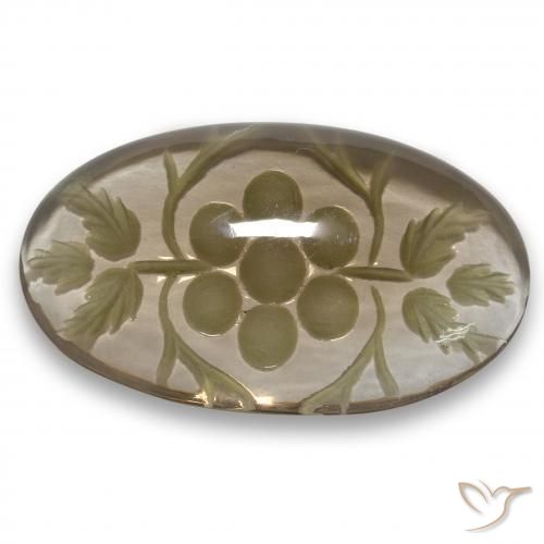 Quartzo Fumê Branco acastanhado Natural 28.66ct, oval, Transparente