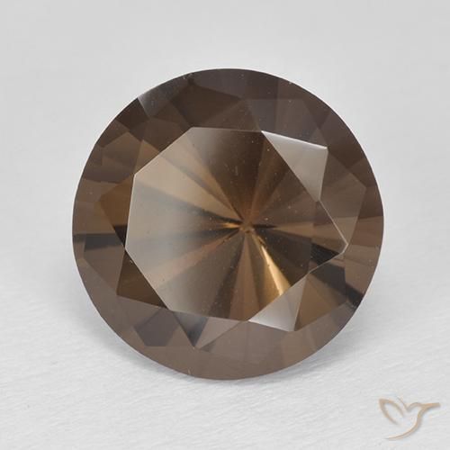 Quartzo Fumê Marrom escuro Natural 4.72ct, Corte Redondo, VVS-VS