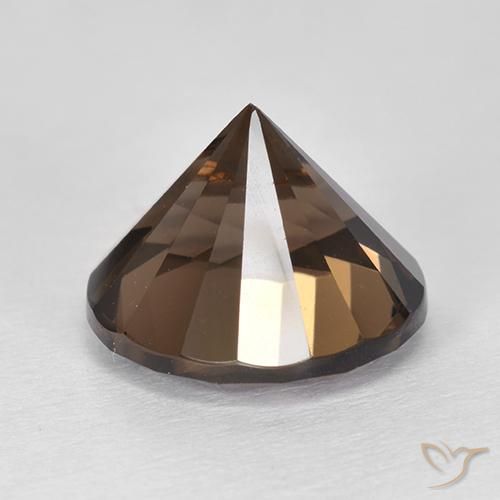 Quartzo Fumê Marrom escuro Natural 4.72ct, Corte Redondo, VVS-VS