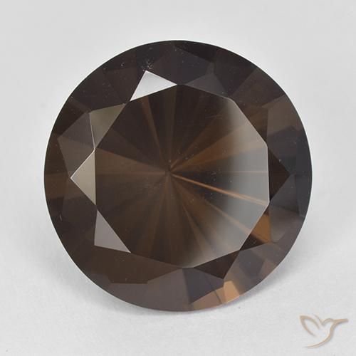 Quartzo Fumê Marrom escuro Natural 11.19ct, Redondo, VVS-VS