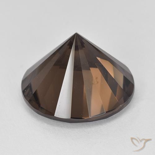 Quartzo Fumê Marrom escuro Natural 11.19ct, Redondo, VVS-VS