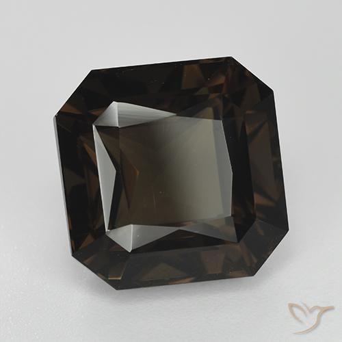 Quartzo Fumê Marrom escuro Natural 9.07ct, Corte Octógono / Esmeralda, VVS
