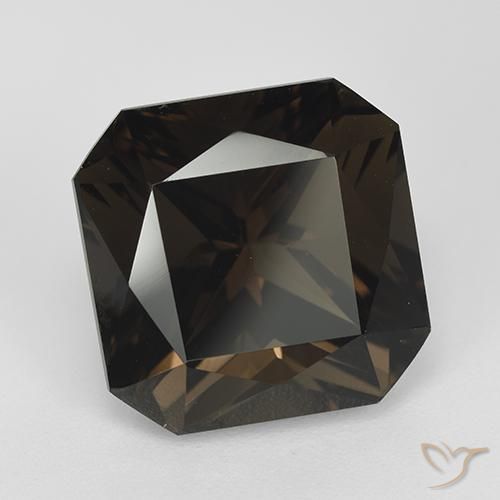 Quartzo Fumê Chocolate marrom Natural 11.02ct, Corte Octógono / Esmeralda, VVS