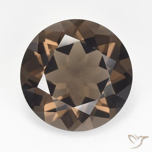 Quartzo fumê marrom natural 15,70ct, corte redondo, VVS-VS