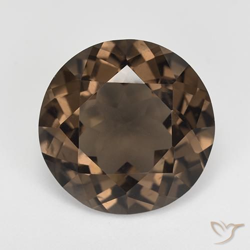 12.54ct Natural Marrom Quente Quartzo Fumê, Redondo, VS