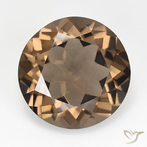 11.57ct Natural Gingerbread Marrom Quartzo Fumê, Redondo, VVS-VS