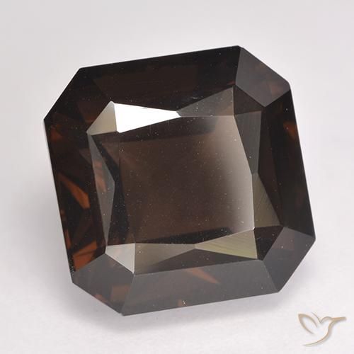 Quartzo Fumê Chocolate marrom Natural 9.51ct, Corte Octógono / Esmeralda, VVS-VS