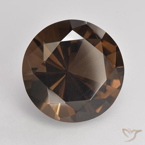 Quartzo Fumê Marrom escuro Natural 6.79ct, Redondo, VVS-VS