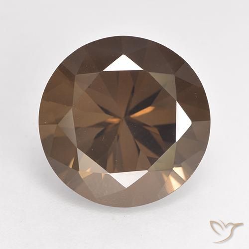 6.40ct Natural Hickory Brown Quartzo Fumê, Redondo, VVS-VS