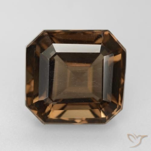Quartzo fumê marrom natural 6,22ct, corte esmeralda, VVS-VS