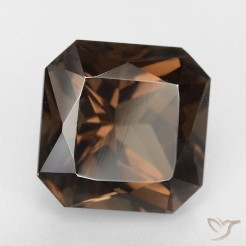 Quartzo Fumê Chocolate marrom Natural 11.88ct, Corte Octógono / Esmeralda, VVS-VS