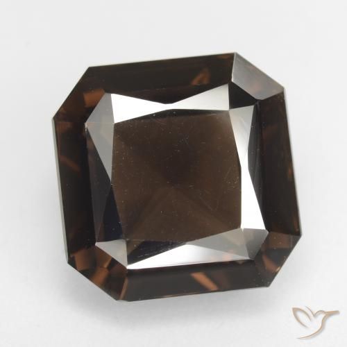 12.94ct Natural Marrom escuro Quartzo Fumê, Corte Esmeralda, VVS