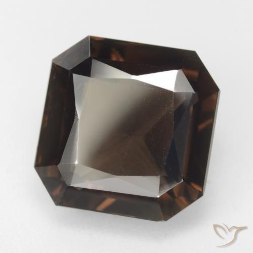 Quartzo Fumê Marrom escuro Natural 12.94ct, Corte Octógono / Esmeralda, VVS