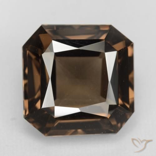 Quartzo fumê marrom natural 6,53ct, corte esmeralda, VVS
