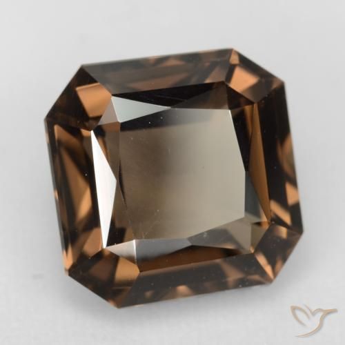 Quartzo fumê marrom natural 6,53ct, corte esmeralda, VVS