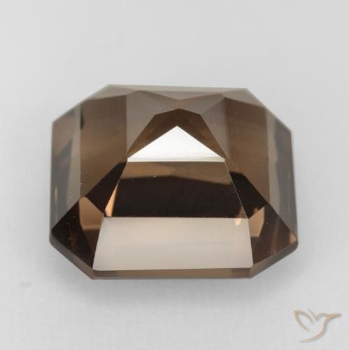 Quartzo fumê marrom natural 6,53ct, corte esmeralda, VVS